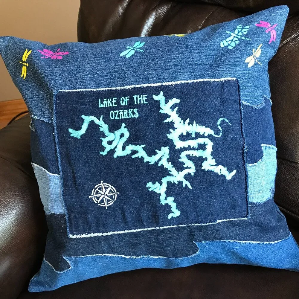Lake of the Ozarks Pillow Cover 18 x 18 Summer House Cabin Decor Boating Fishing